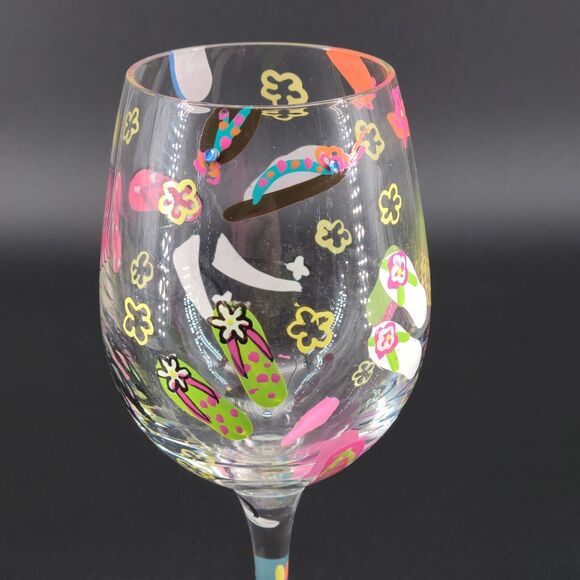 Lolita Hand Painted Wine Glass Flip Flop - Picture 1 of 5